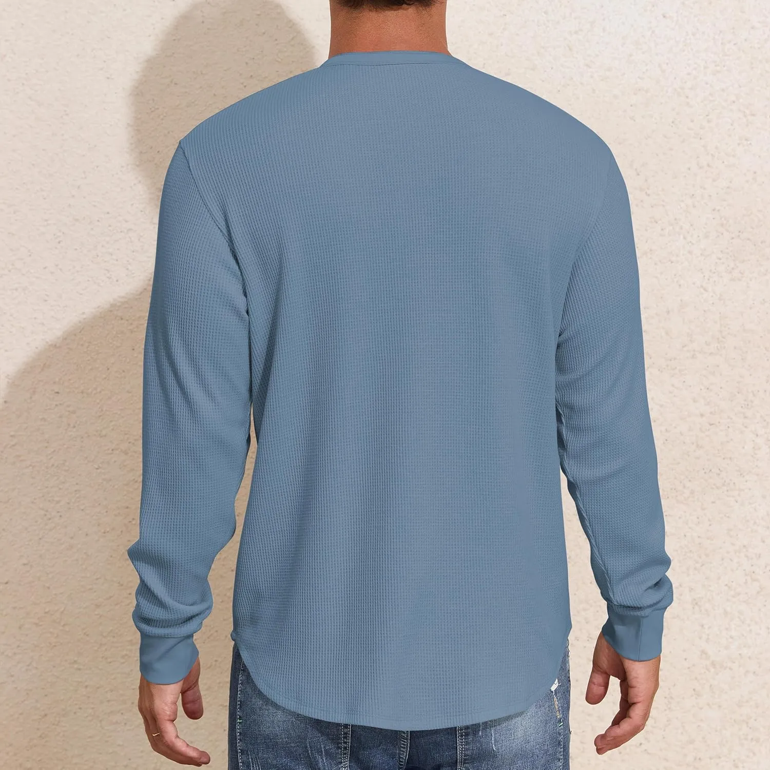 PrettyGuide Men's Long Sleeve Waffle Henley Shirts Casual Fall Thermal Shirts Button T-Shirt