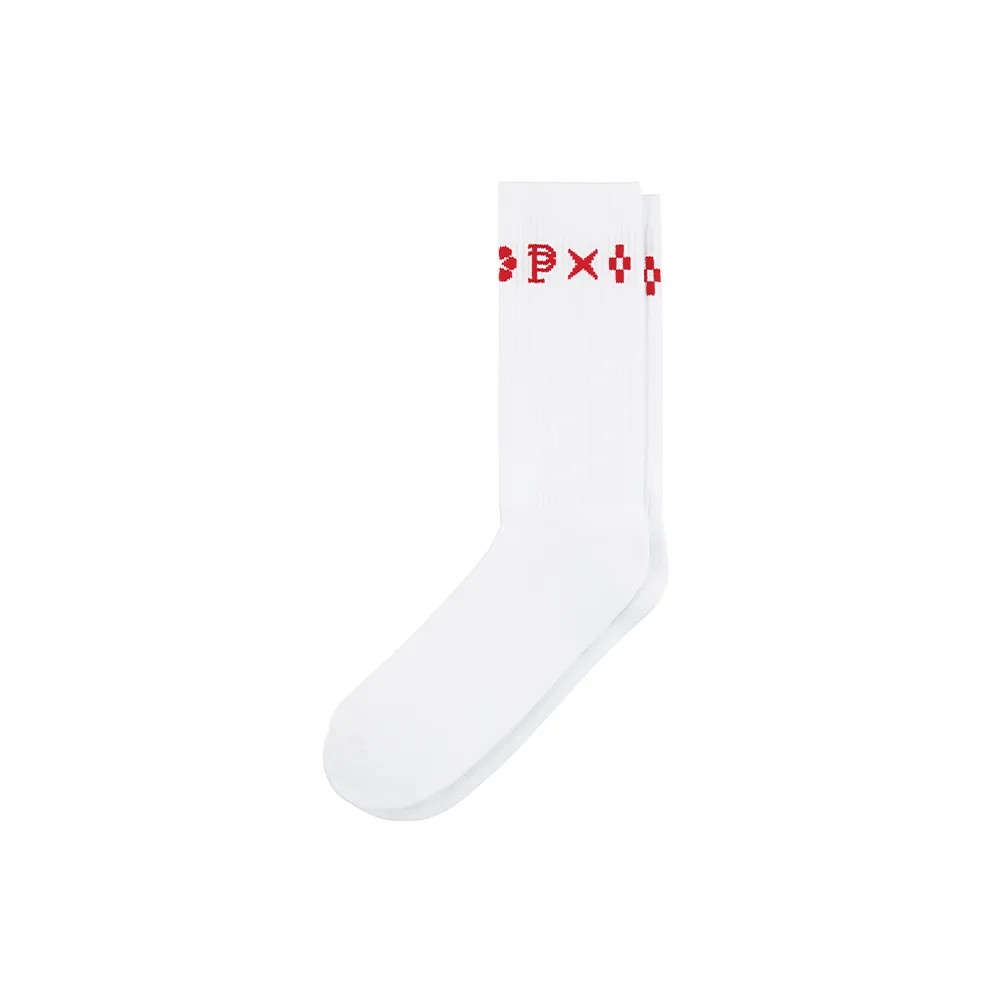 Purple Monogram Crew Sock 'White'
