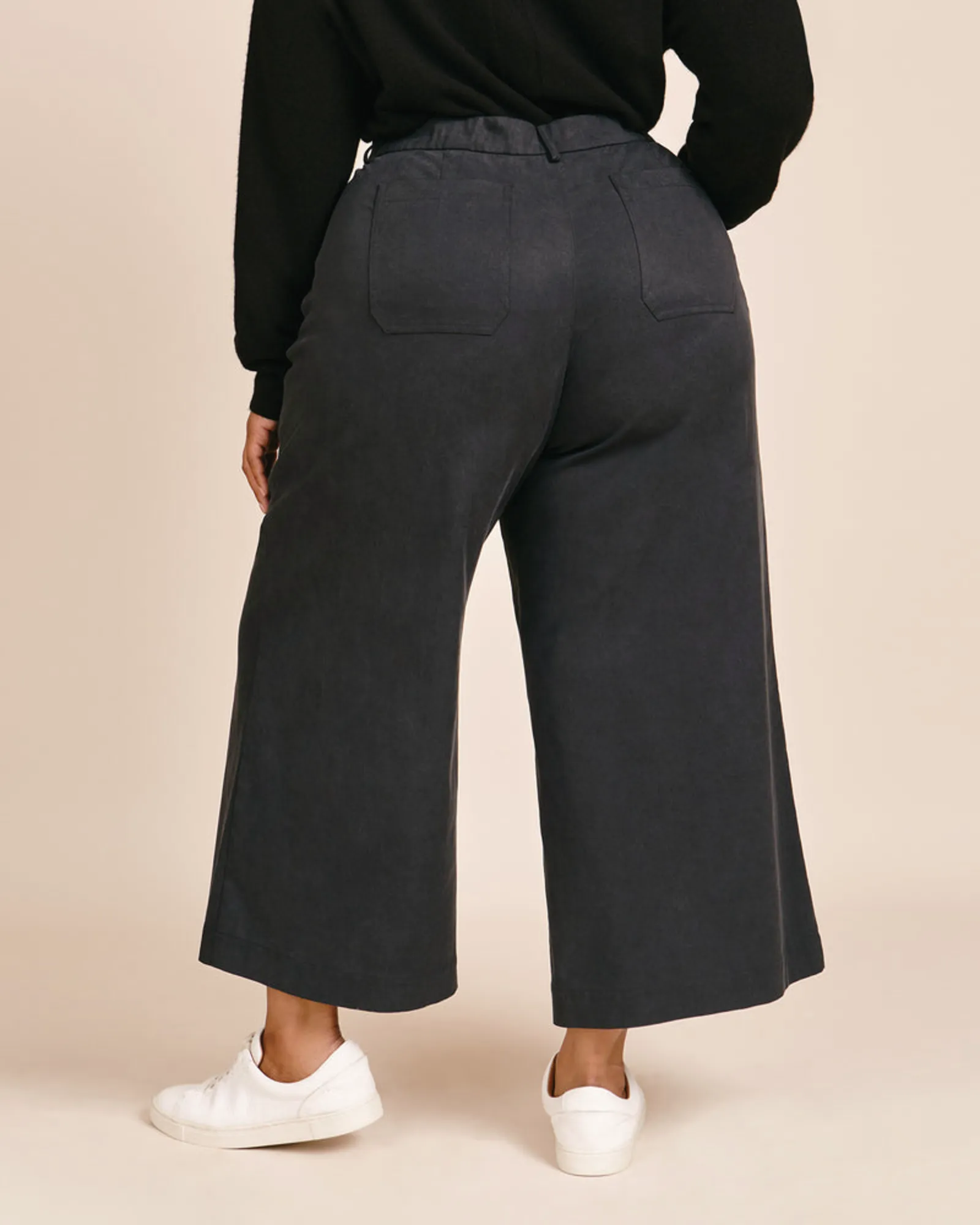 Quinn Cropped Wide Leg Pant | Black
