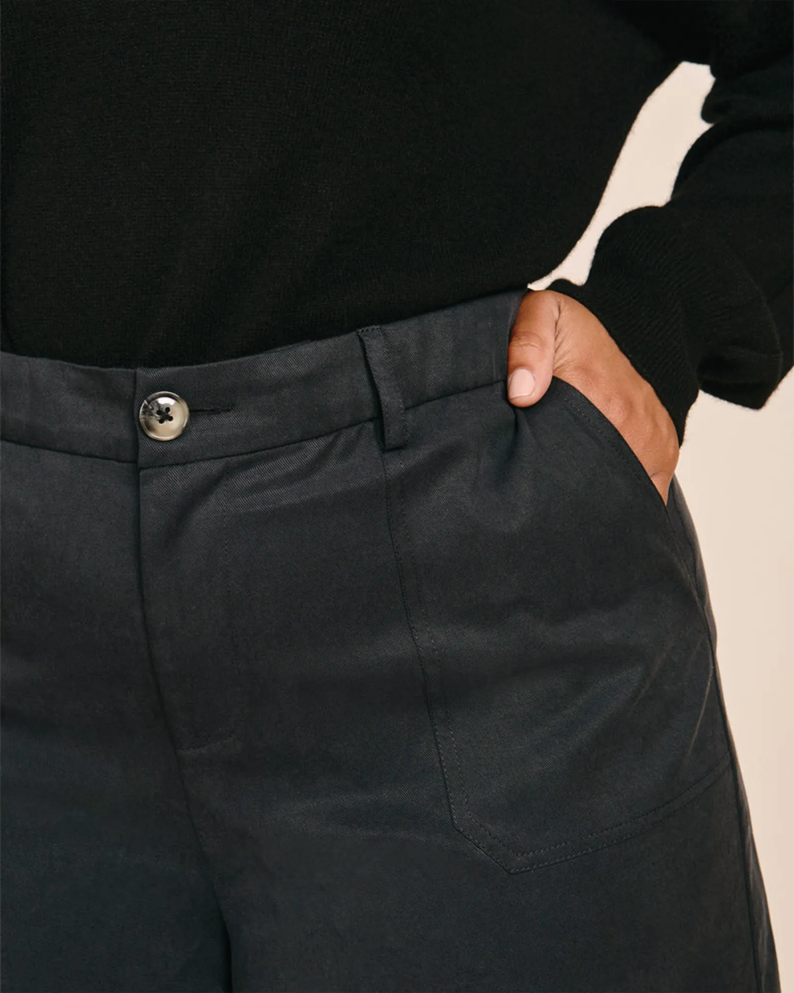 Quinn Cropped Wide Leg Pant | Black