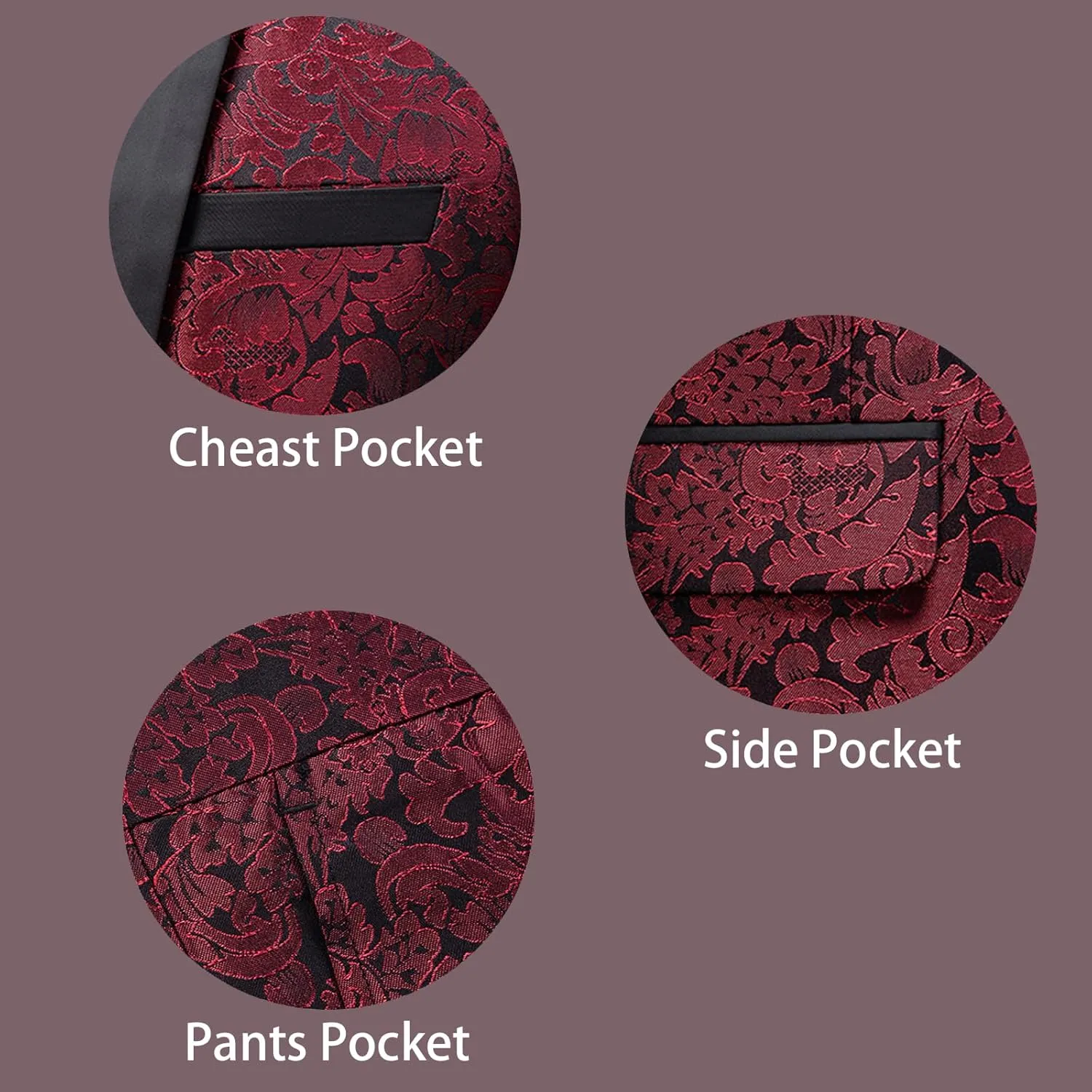 Rogers & Morris Tuxedo Suits for Men Regular fit 3 Piece Pasiley Floral Patterm Homecoming Outfits