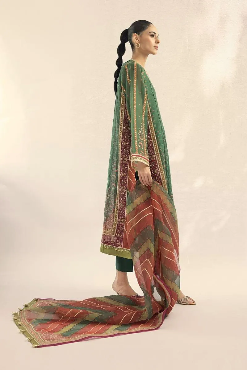 Sania Maskatiya - Nooreh (B) - Raw Silk - Parrot Green - 3 Piece