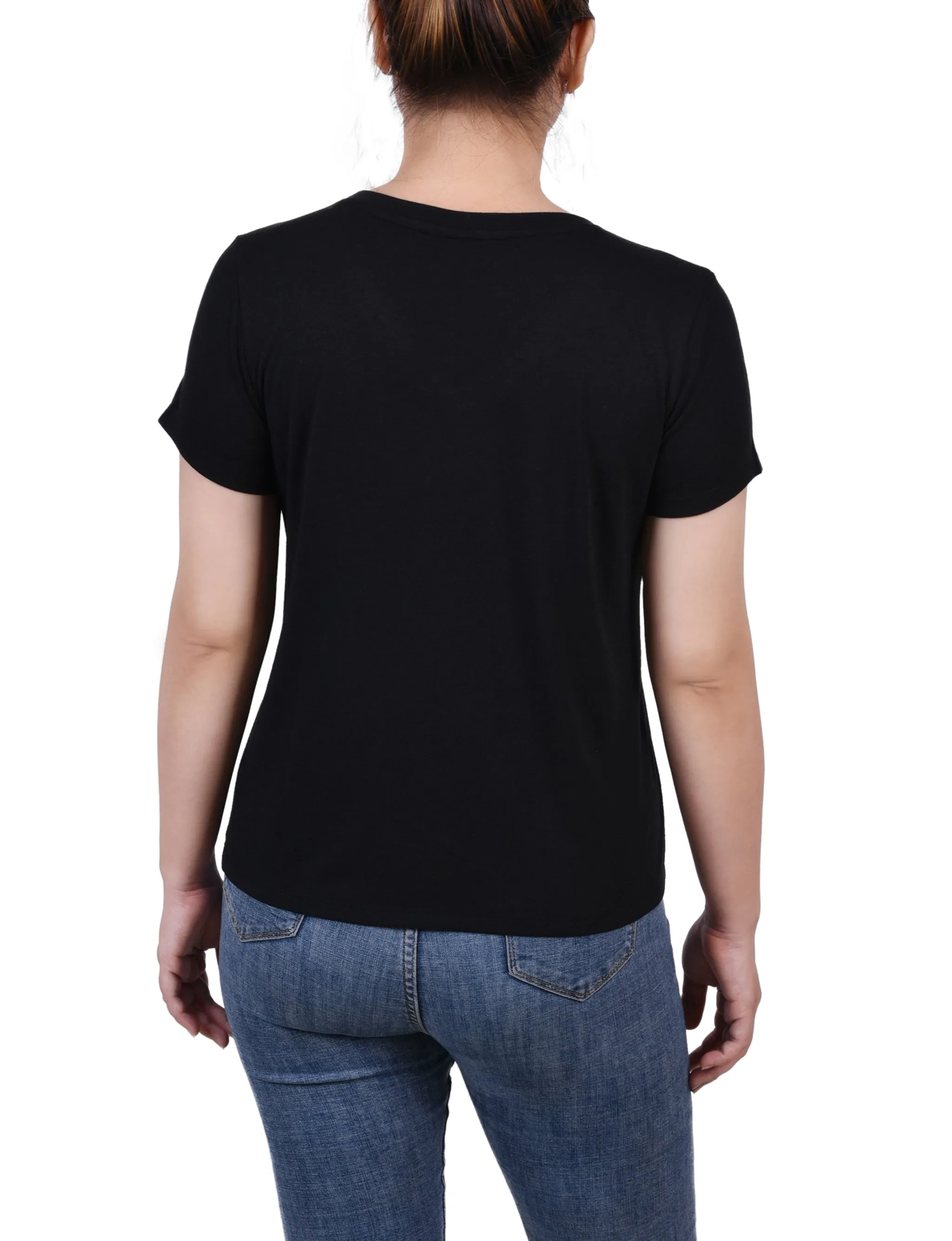 Short Sleeve Top With Stone Details