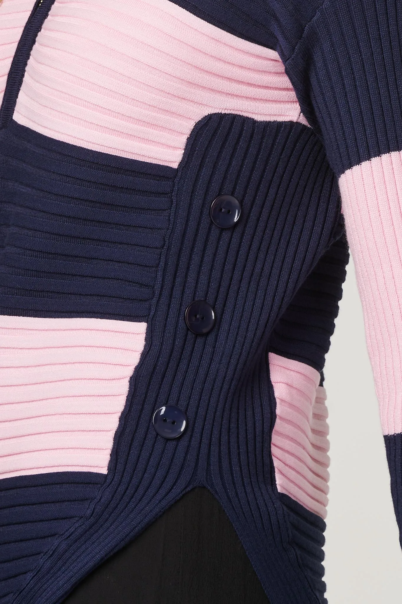 Striped Zip Front Ribbed Knit Top