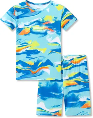 Tebbis Little Boys Pajamas - Soft Snug-fit PJs Short Sleeves Sleepwear Set Baseball Toddler Jammies Size 4T-14