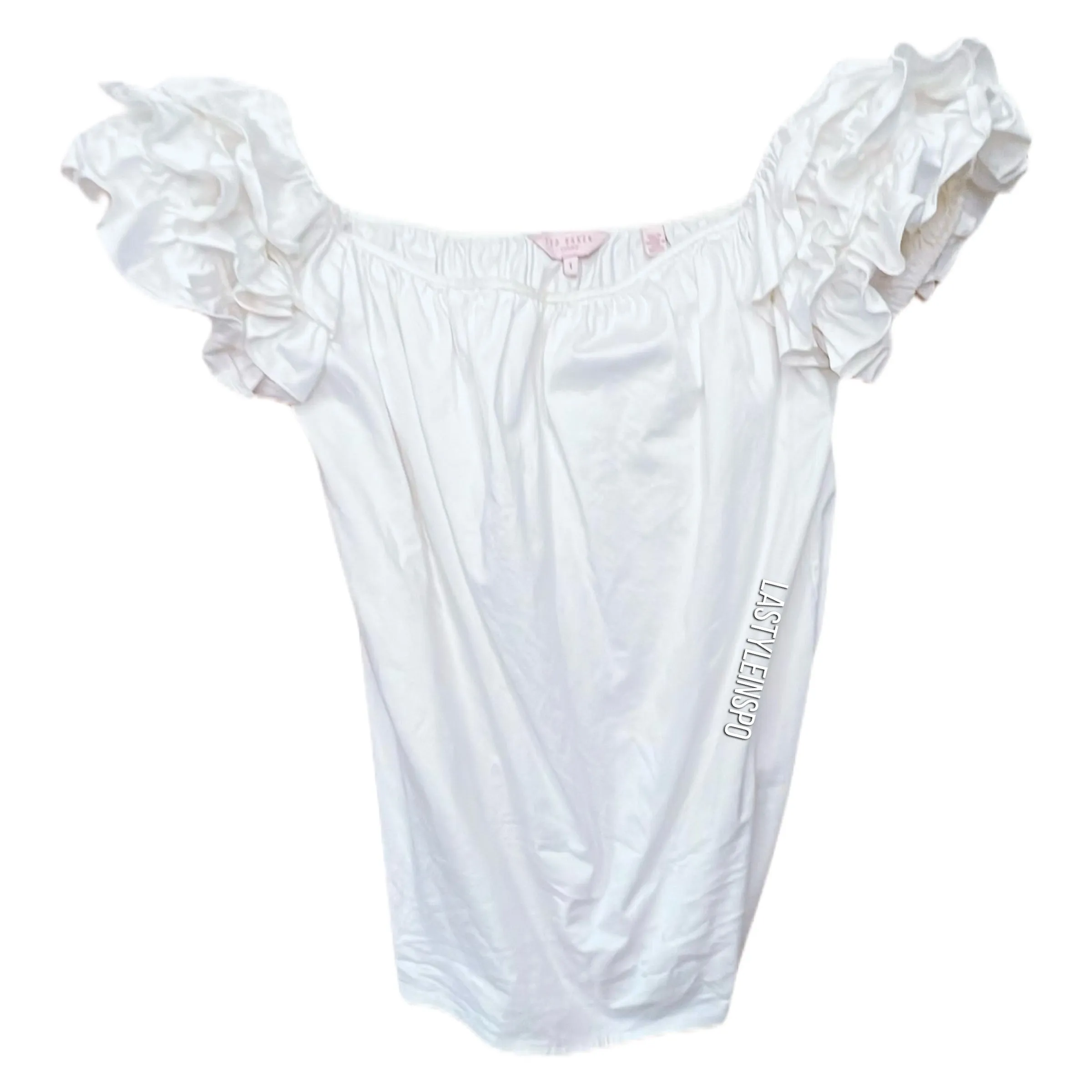 Ted Baker Womens Blouse Elle Ruffle Sleeve Bardot Style Size XS