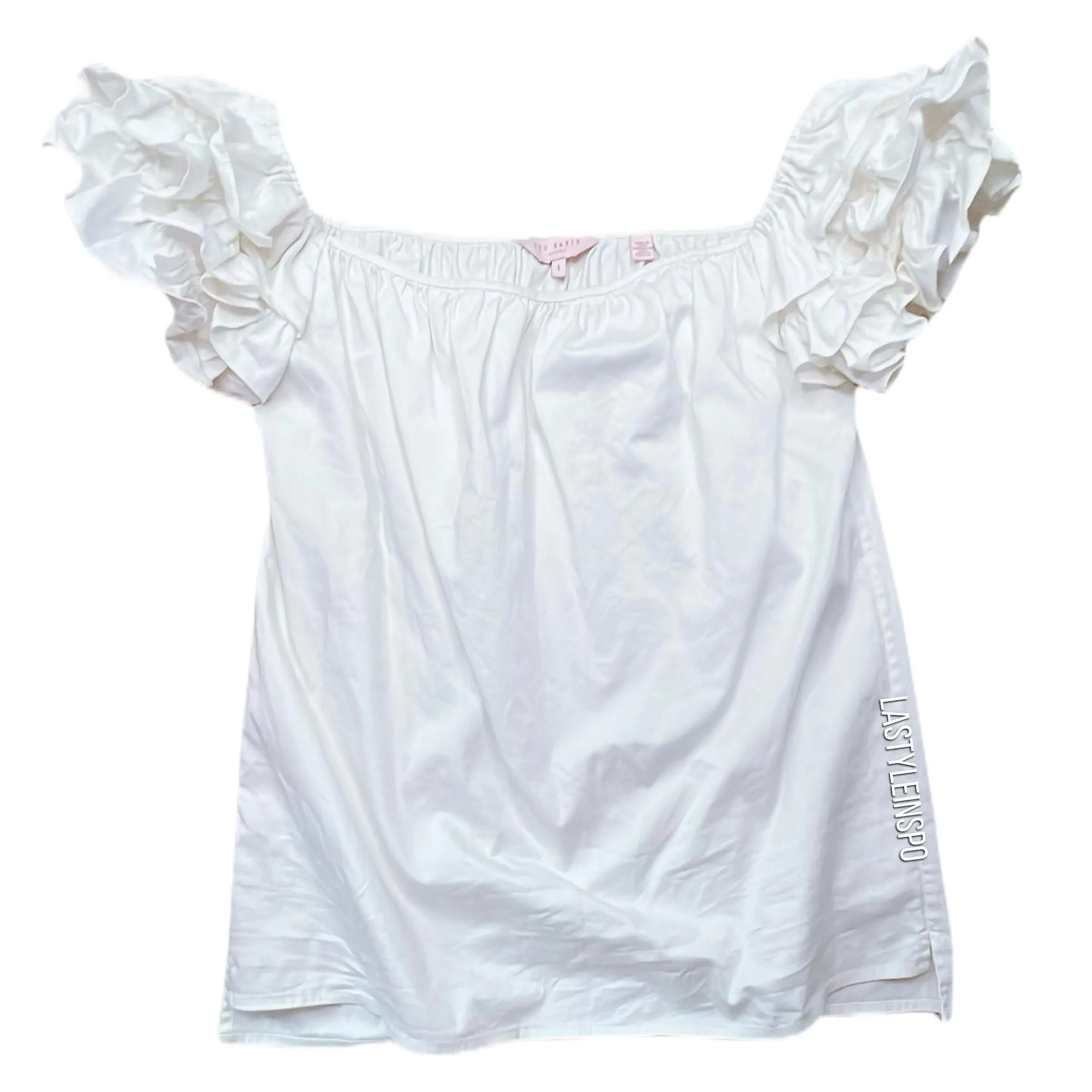 Ted Baker Womens Blouse Elle Ruffle Sleeve Bardot Style Size XS