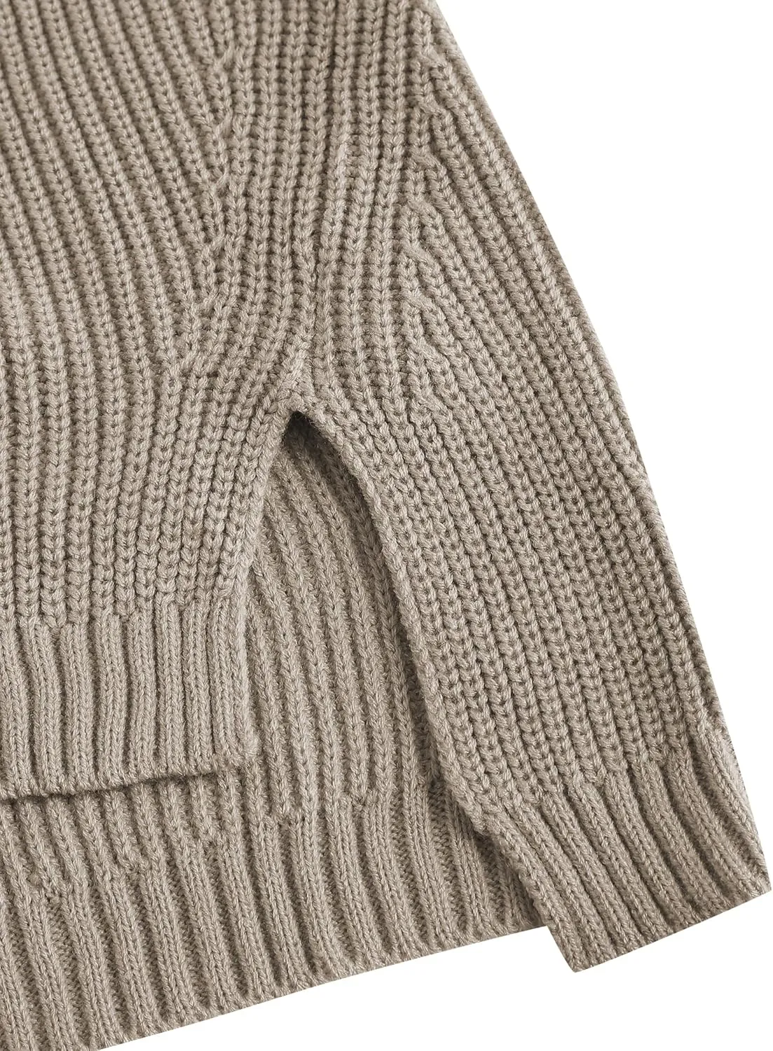 ZAFUL Women's Oversized Sweaters V Neck Long Sleeve Knit Pullover Batwing Drop Shoulder Split Tops Trendy Fall Outfits 2024